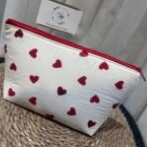 Hearts Toiletry Bag with Red